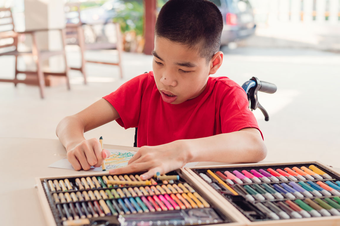 child with learning disability coloring
