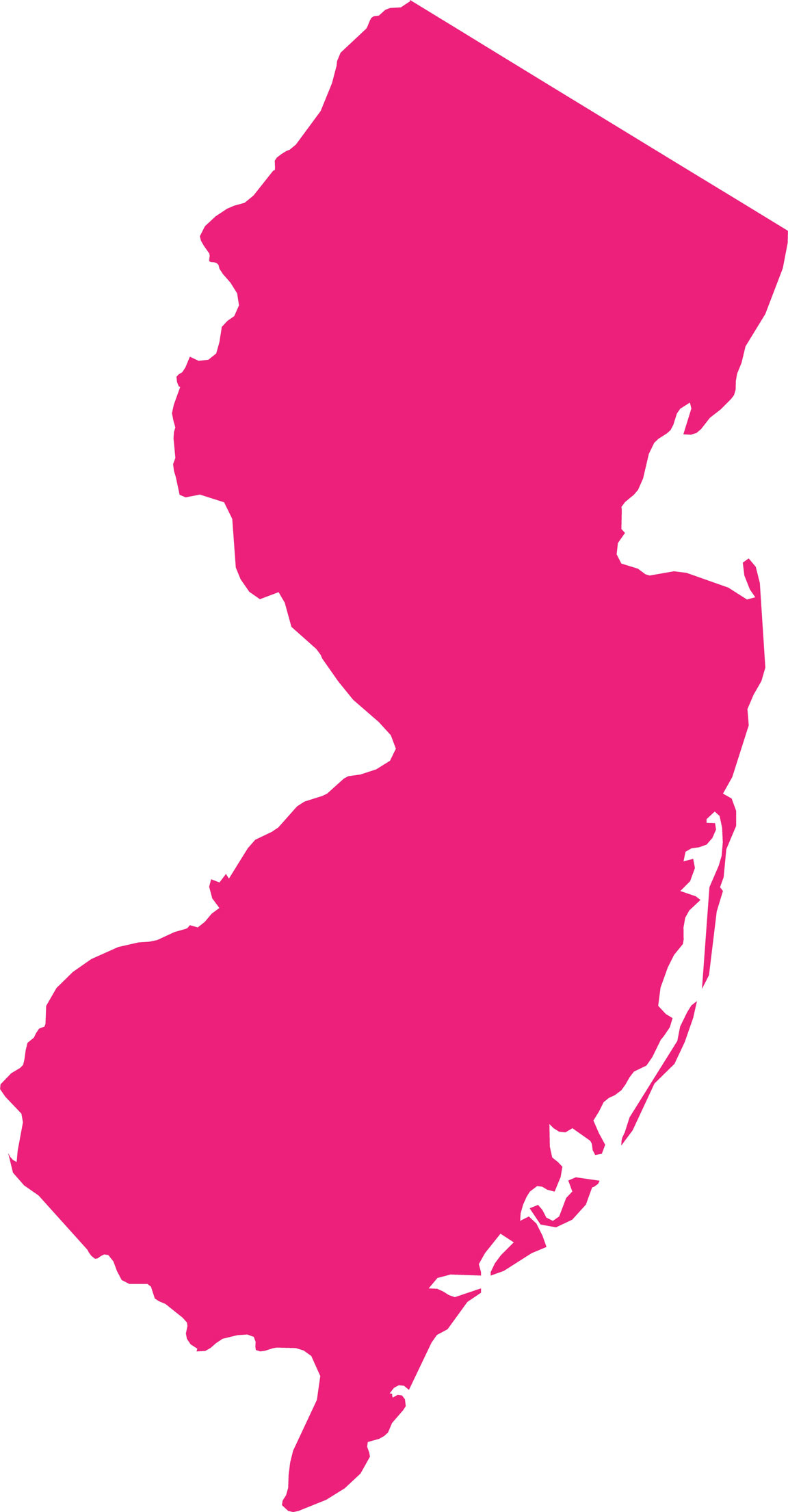 pink map of New Jersey