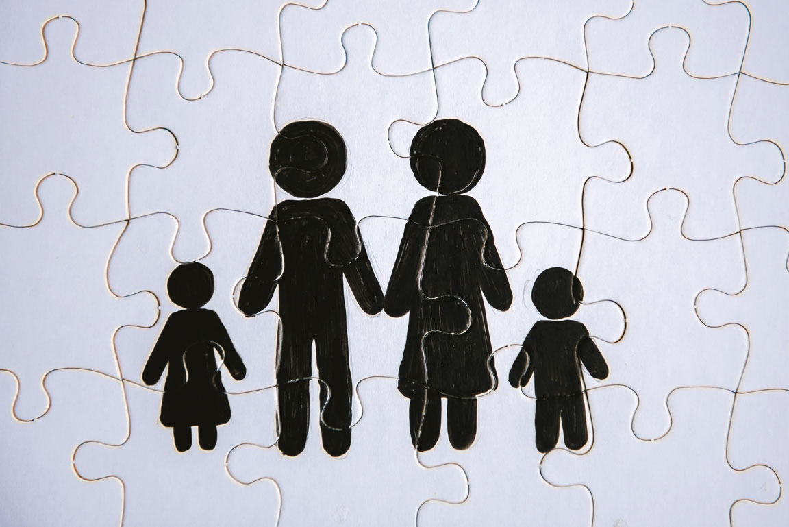 family made of puzzle pieces
