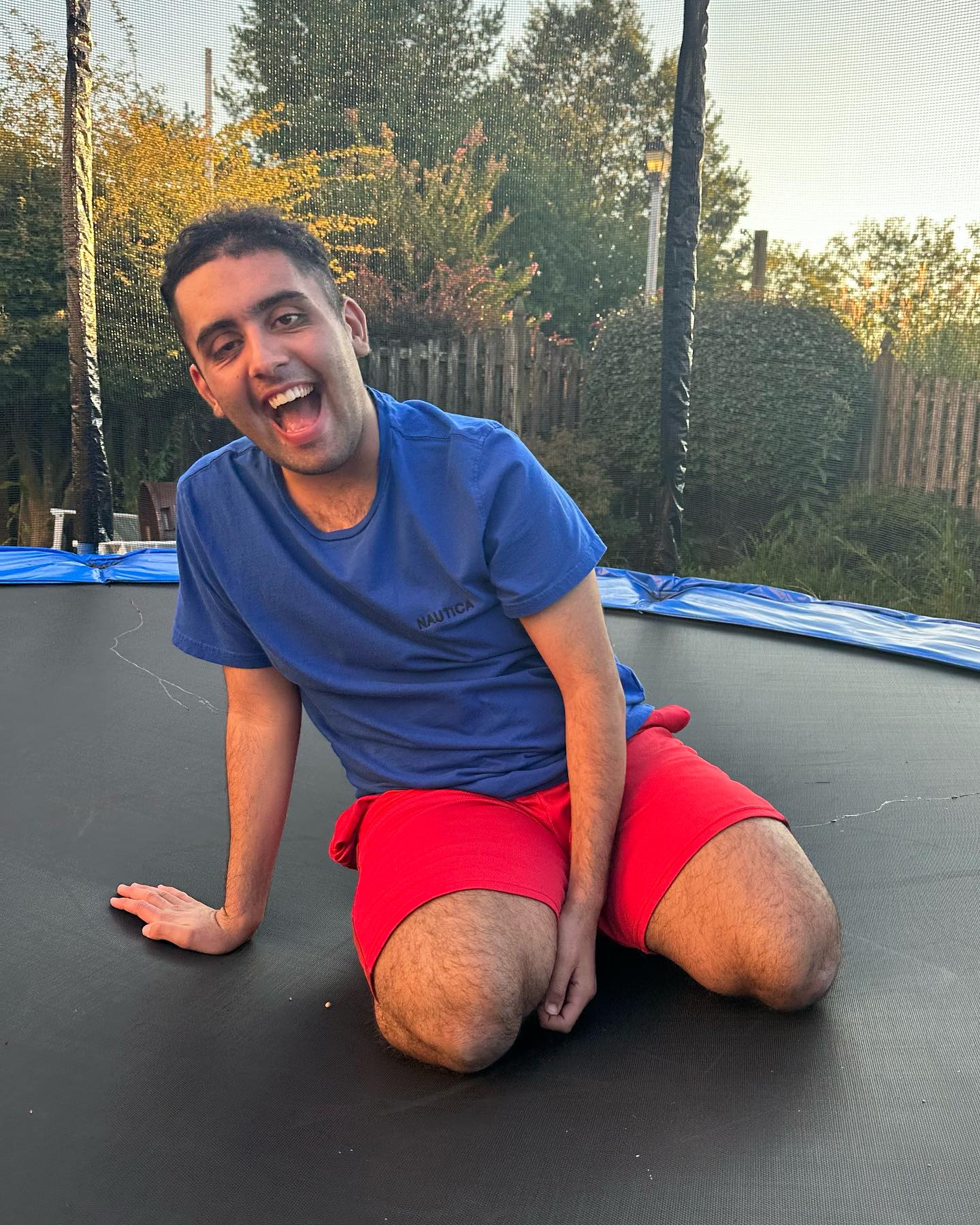 Aidan on a trampoline